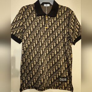 Dior Men's Polo Shirt Navy Blue And Beige